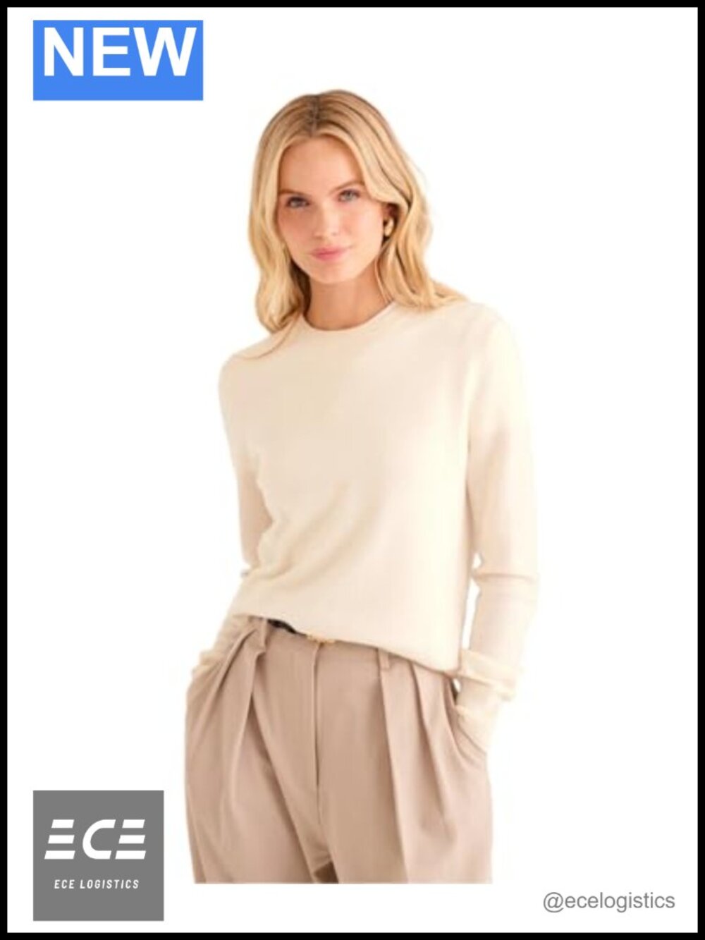 100% Mongolian Cashmere Crewneck Sweater Long Sleeve Pullover